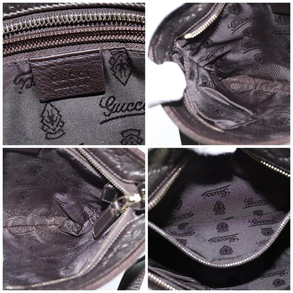 GUCCI Guccissima GG Canvas Shoulder Bag Leather Gray Gold 201538 Auth 147723 - Picture 15 of 16